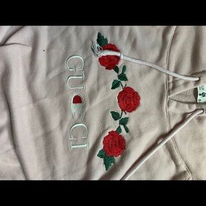 Pale pink Champion Gucci crossover hoodie